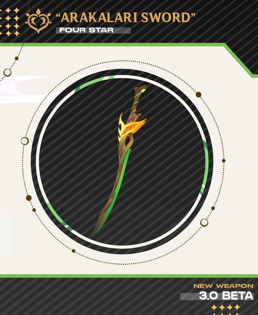 《原神》3.0须弥全套武器高清立绘盘点，疑似锻造武器，还有一个白送的弓