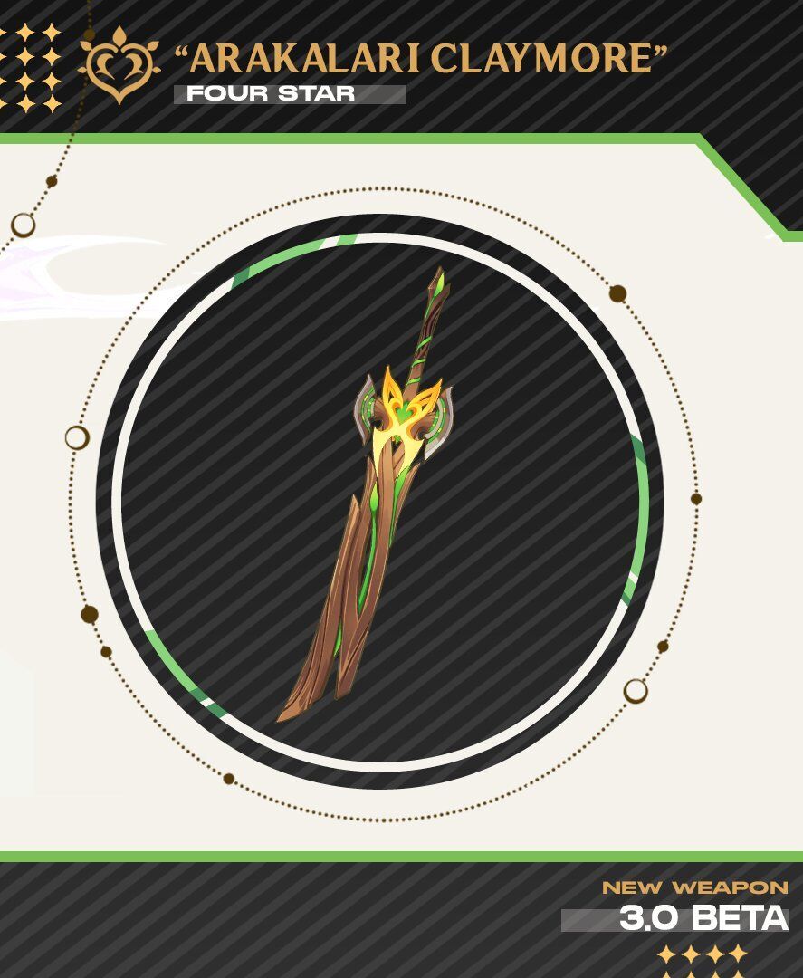 《原神》3.0须弥全套武器高清立绘盘点，疑似锻造武器，还有一个白送的弓