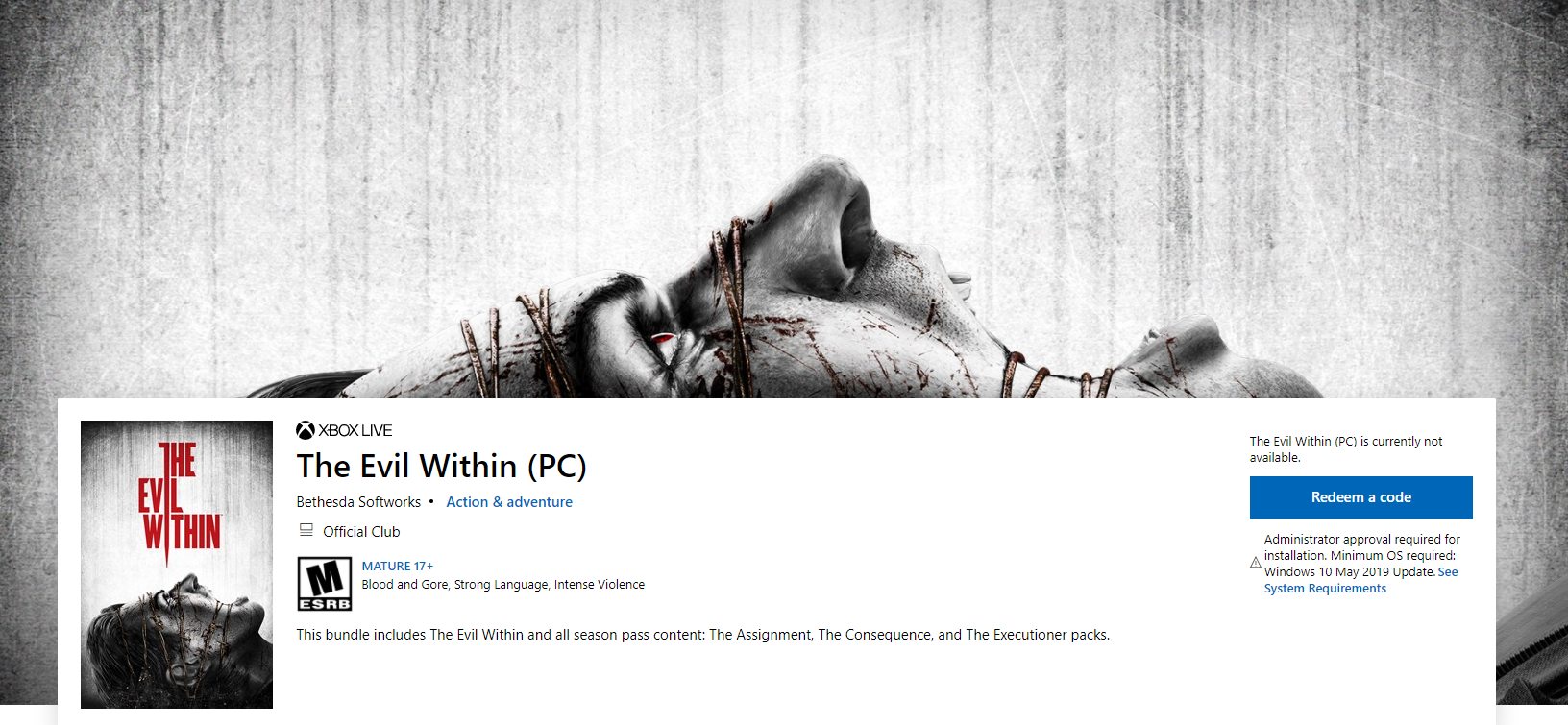《恶灵附身》Win10商城PC版游戏页面公开 或即将加入XGP