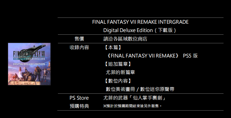 《最终幻想7 重制版 INTERGRADE》正式开放预购