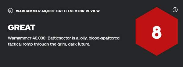《战锤40K：Battlesector》IGN8分 ！同类型《战锤40K》游戏中算是出彩的一个 