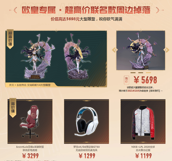《LOL》10周年周边福袋活动 必得限定手办！