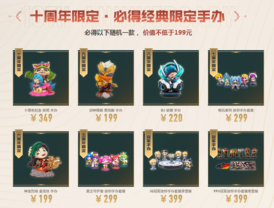 《LOL》10周年周边福袋活动 必得限定手办！
