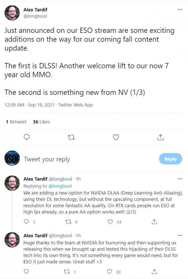 《上古卷轴OL》确认支持DLAA和DLSS