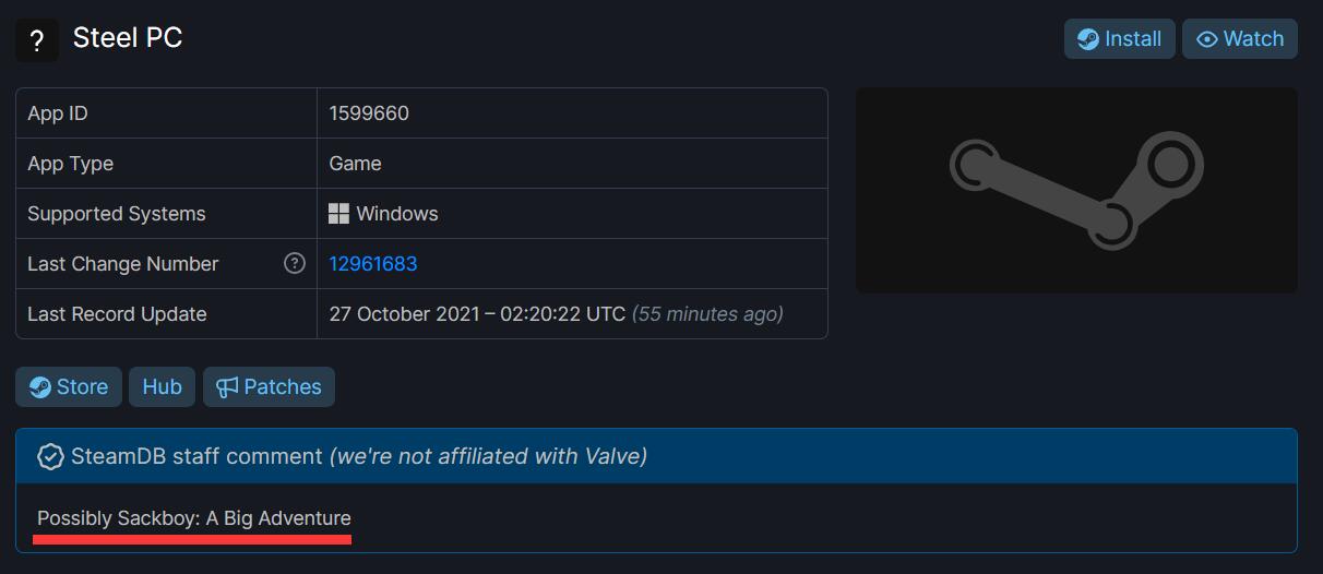 索尼第一方独占《麻布仔大冒险》疑似注册Steam信息
