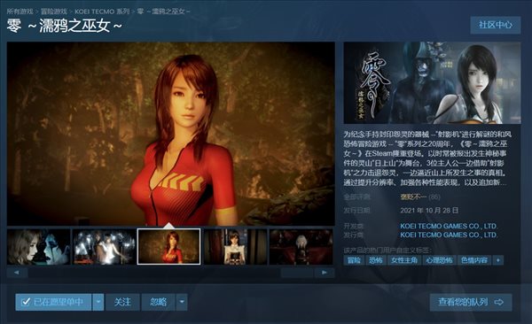 《零:濡鴉之巫女》steam發售褒貶不一