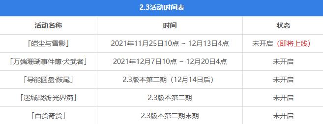 原神2.3活动大全一览