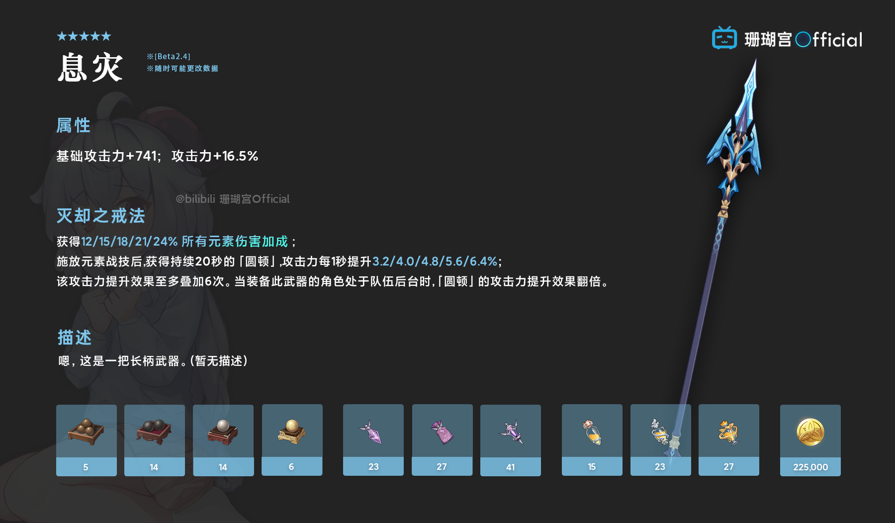 《原神》2.4新武器息灾突破材料是什么？