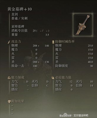 艾尔登法环全武器强化10属性一览