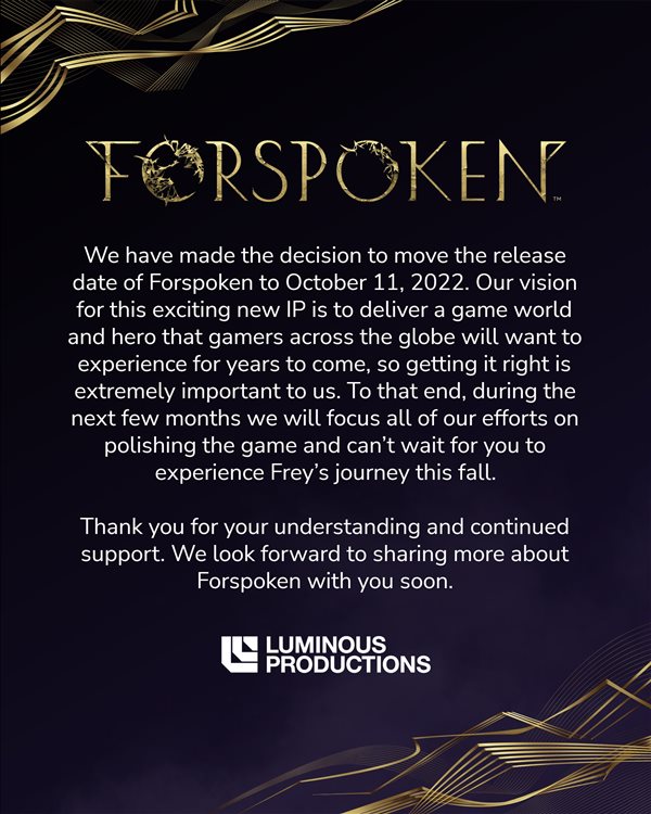 ARPG《Forspoken》官宣跳票 延期至10月11日上市