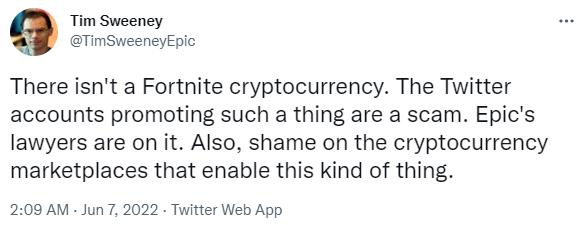 Tim Sweeney：堡垒之夜虚拟货币是骗局！