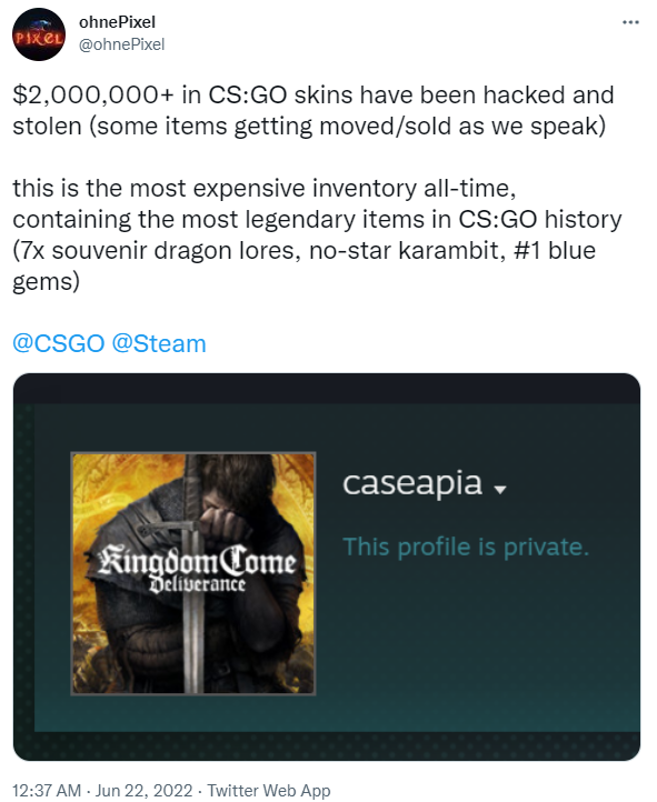 网络劫匪？迪拜王子CSGO账号被盗，损失极为惨重！
