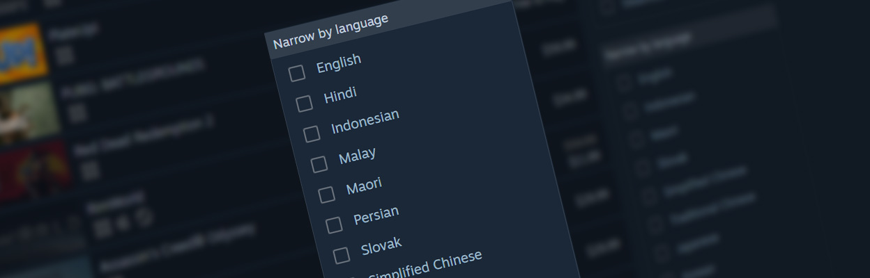Steam更新：现可在超100种语言中寻找支持游戏