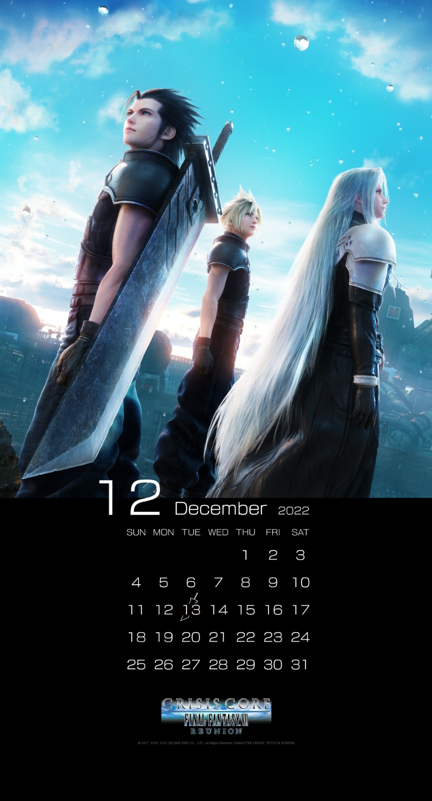 FFVII REMAKE官方放出两张《最终幻想7：核心危机 再融合》日历壁纸