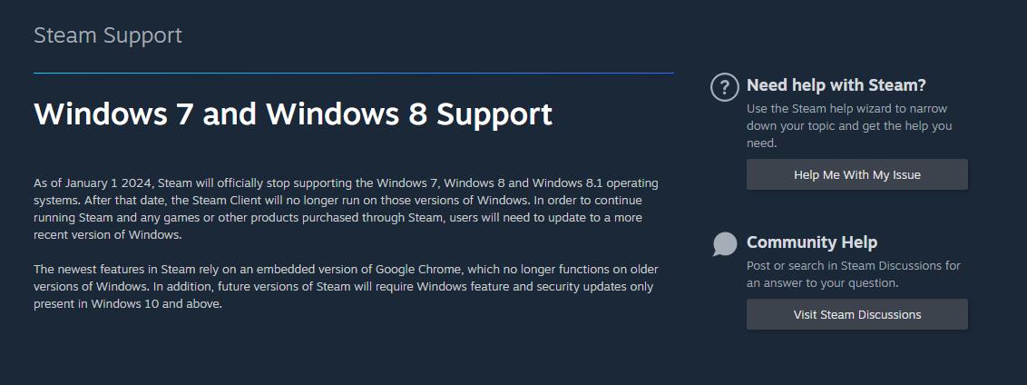 Steam明年1月起不再支持Win7/win8/win8.1！