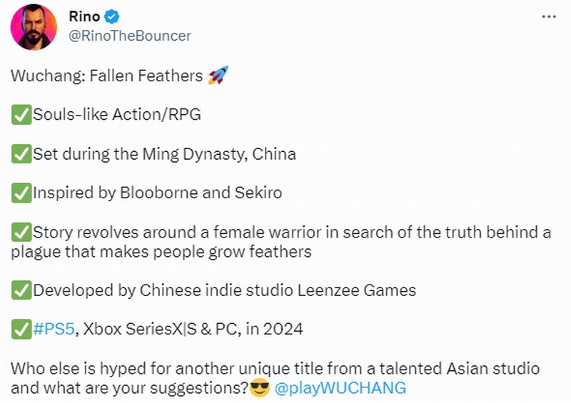 魂类ARPG《明末：渊虚之羽》或将于2024年发布！