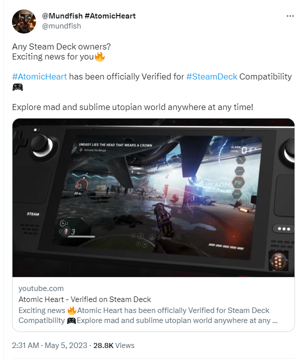 《原子之心》现已通过Steam Deck验证