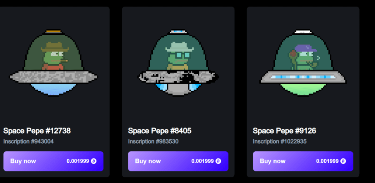 “Space Pepes”作为比特币交易量最大的NFT系列掀起热潮