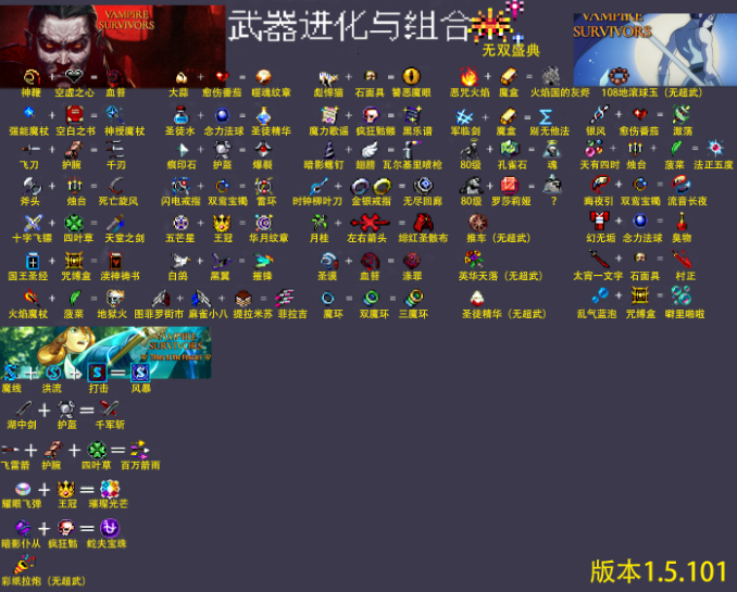 《吸血鬼幸存者》1.5版本合成表汇总