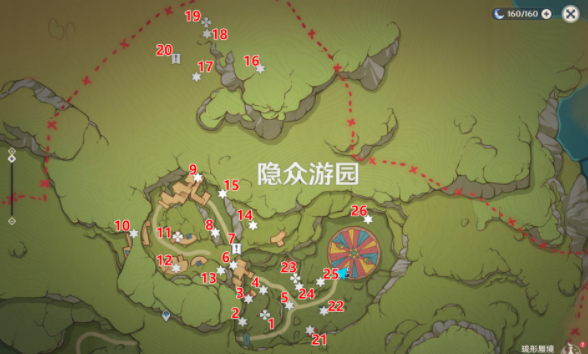 《原神》所有隐众游园北礼券位置分布图大全
