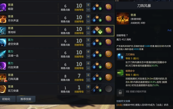 命运方舟银月刀锋技能加点推荐