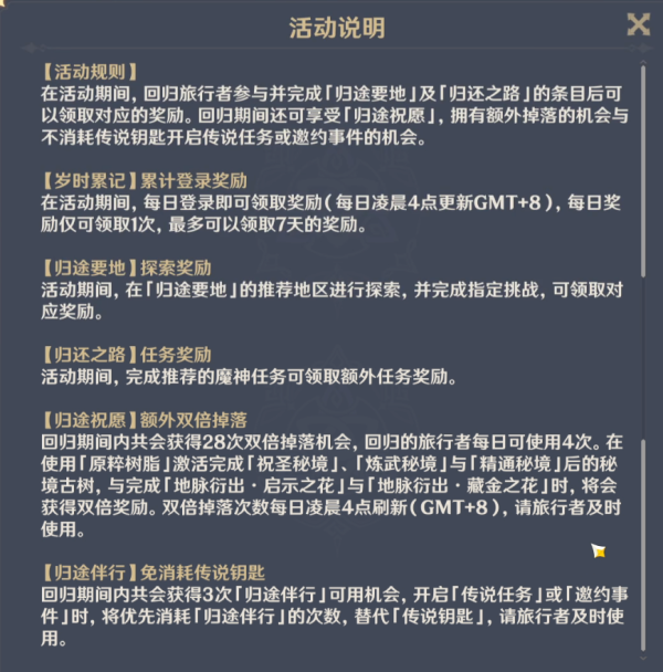 《原神》4.2回归奖励大全 《原神》4.2回归奖励大全