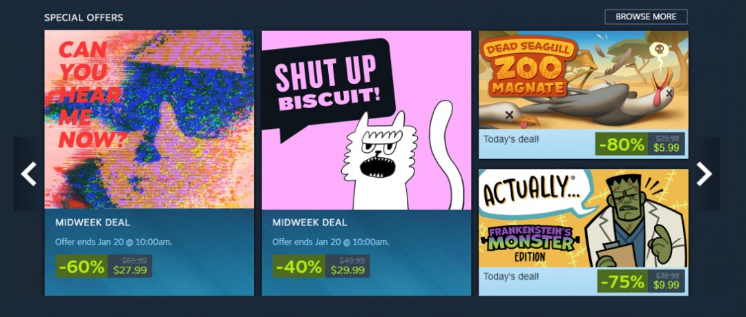 Steam每日特惠更新：宣传位增加 新添促销回顾功能