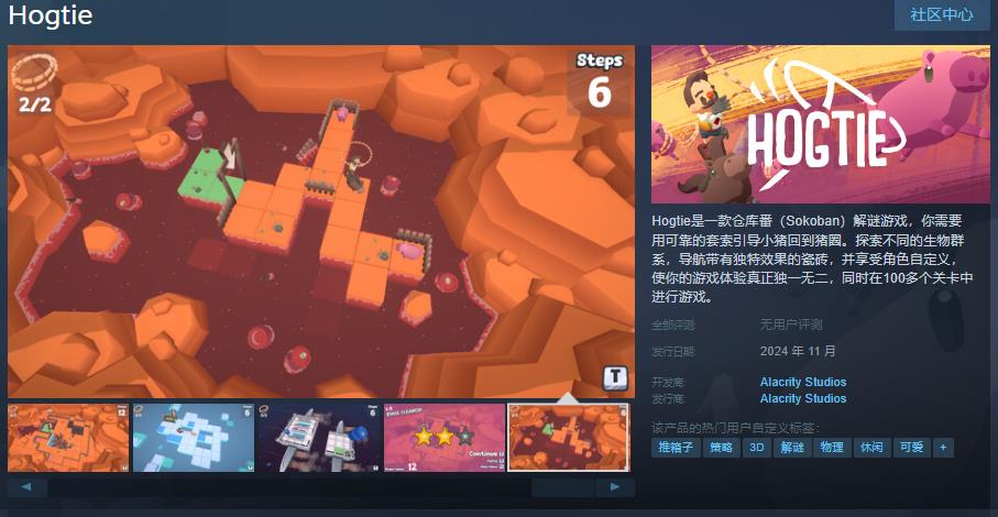 解谜游戏《Hogtie》Steam页面上线 支持简体中文